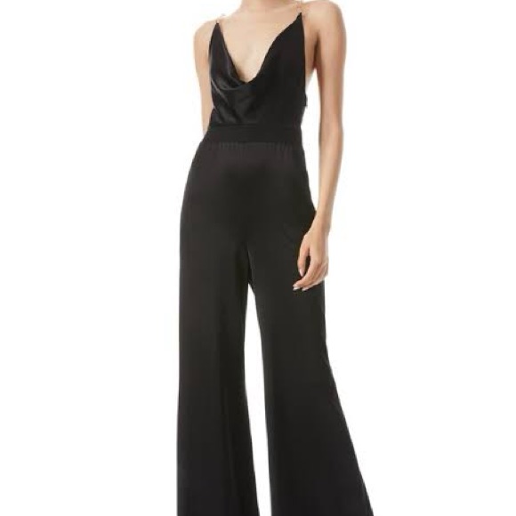 #24/31 Bnwt Alice + Olivia Riska Cowl Neck Chain Strap Jumpsuit Msrp $550